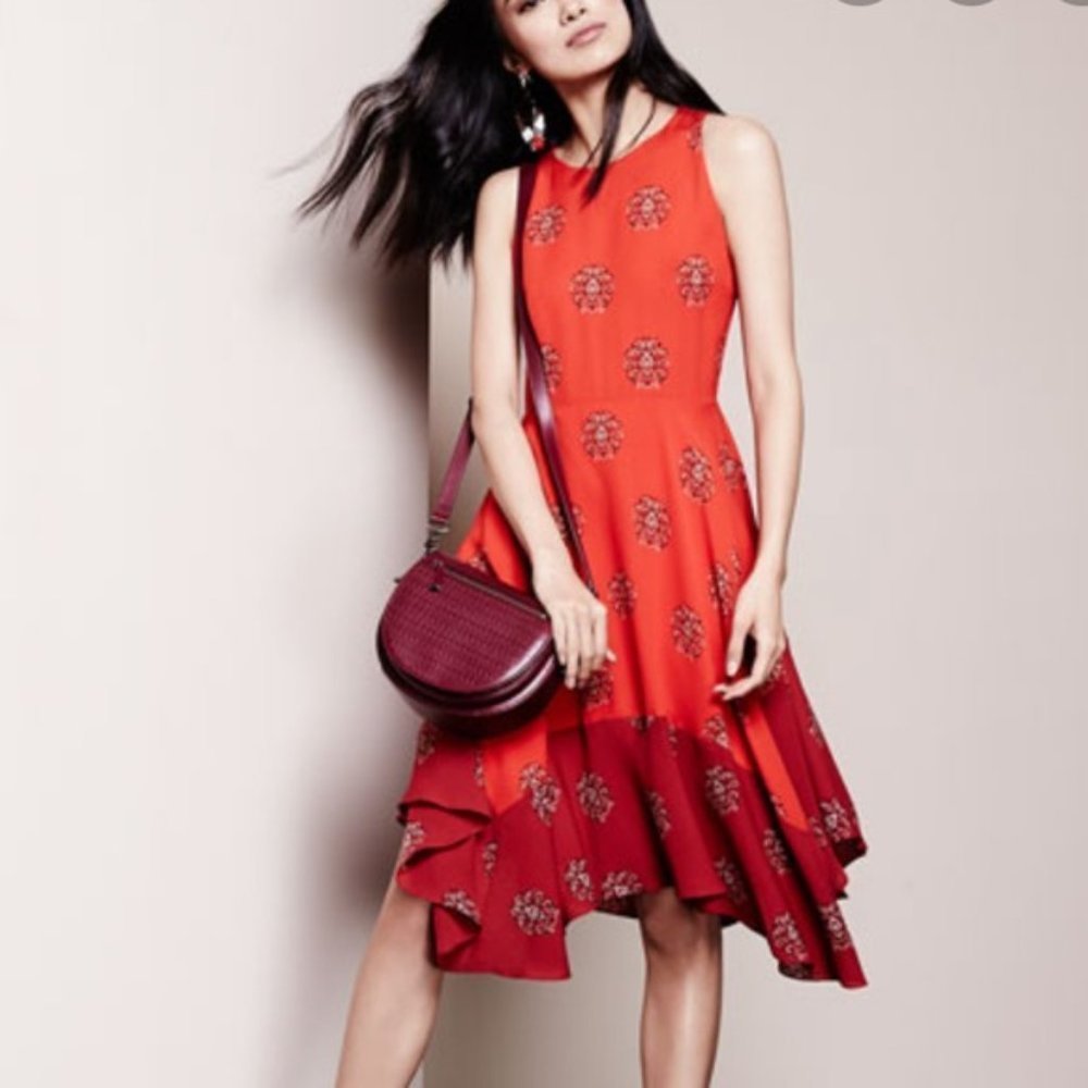 A.L.C. Elisa Silk Red Midi Dress Size 4 - Picture 7 of 7